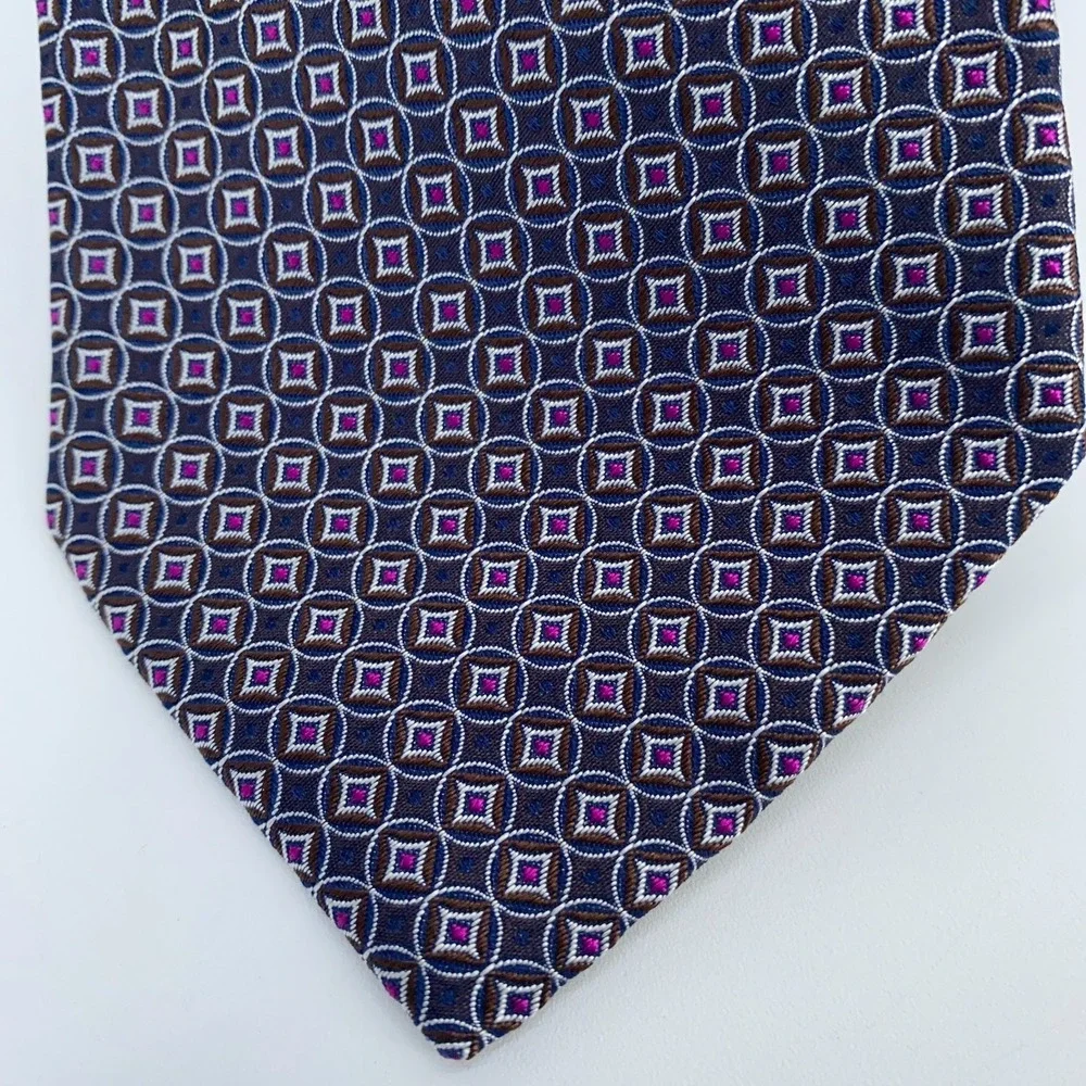 Eton Tie Men One Size Colorful Patterned Silk Classic Fit Necktie Italy Made NWT